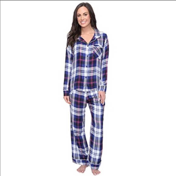 NWT Revolve Plush Apparel Blue Red Plaid Matching Pajama Set holiday ready - Picture 5 of 9